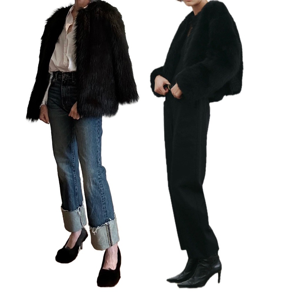 & other stories faux shearling jacket, black, 10 (fits S-M)